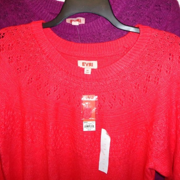 Evri Plus Size Crewneck Pointelle Sweaters Size 1X NWT Bundle of 2 - Picture 2 of 11
